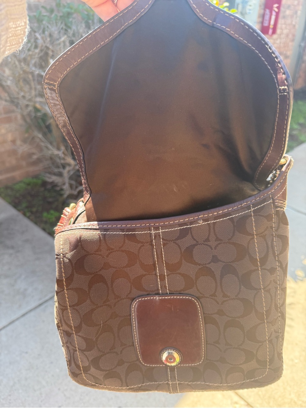 Coach 2007 Brown Signature Canvas & Leather Bleeker Shoulder Flap Bag 11434 - Picture 6 of 9